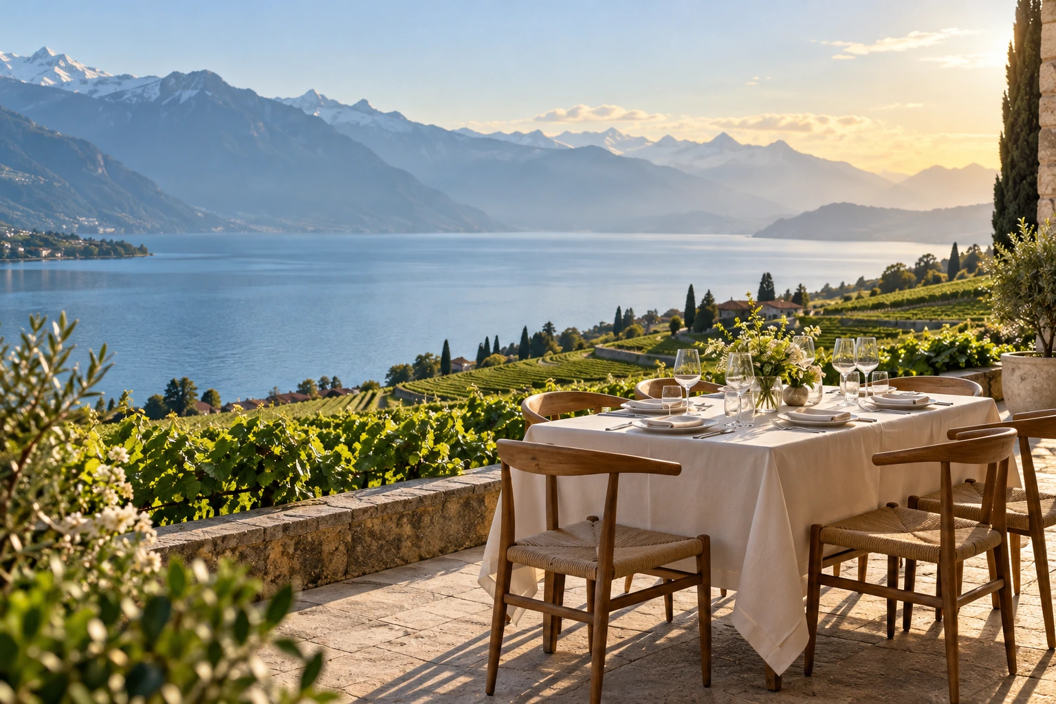 Illustrative private vineyard table; AI placeholder, no confirmed venue or booking.